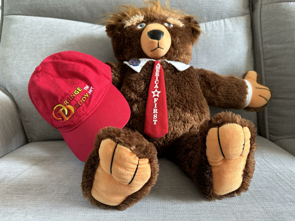 Trumpy Bear pictures with him wearing our gear! And having voted!